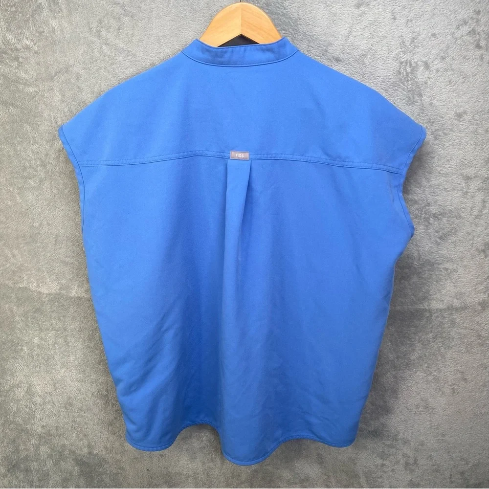 Figs Women's Cap-Sleeve Scrub Top in Bright Blue - Picture 2 of 16
